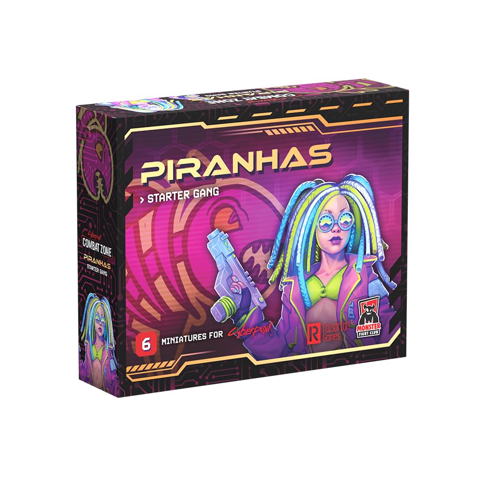 Monster Fight Club Cyberpunk Red Combat Zone Miniatures: Piranhas Starter Gang