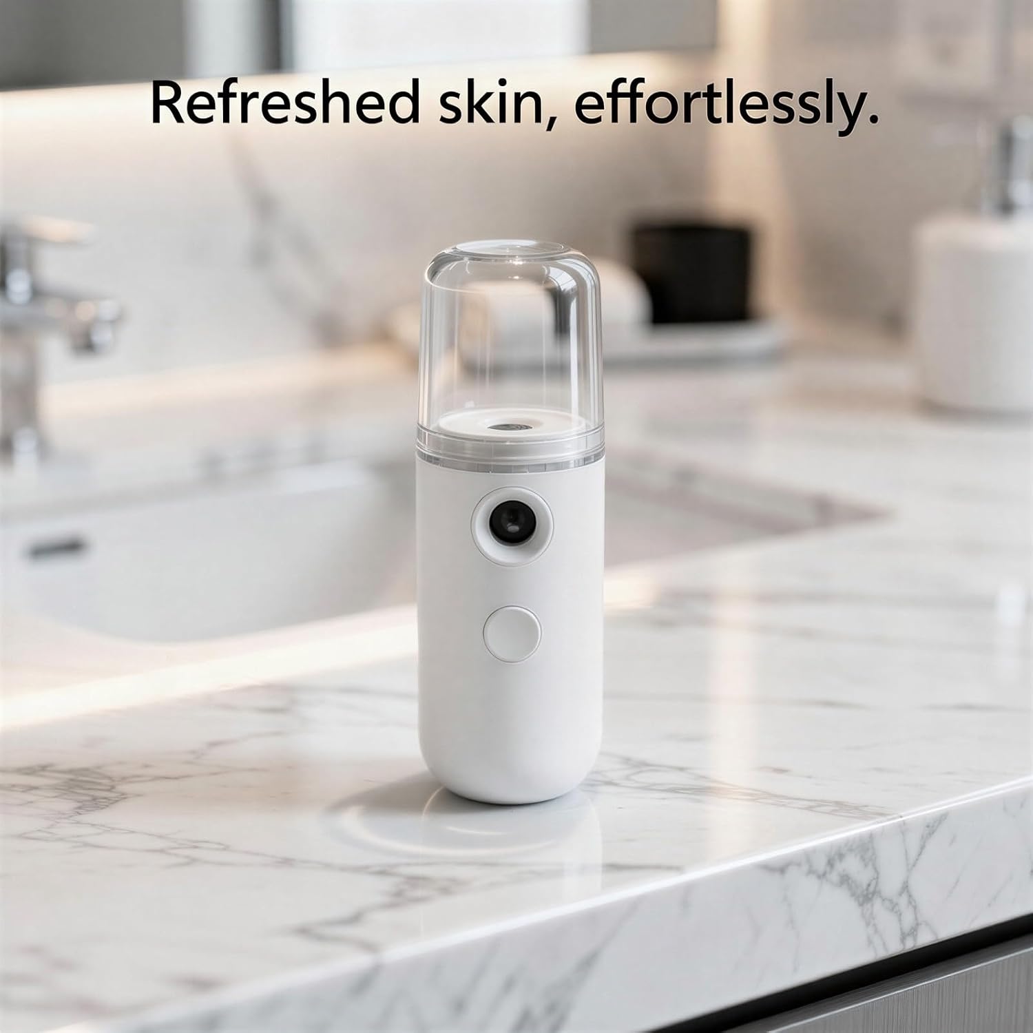 Portable Nano Mister, Handheld Facial Steamer, White Plastic Body, USB Charging, Personal Skin Hydration Device for Face Beauty, Moisturizing, Humidifying