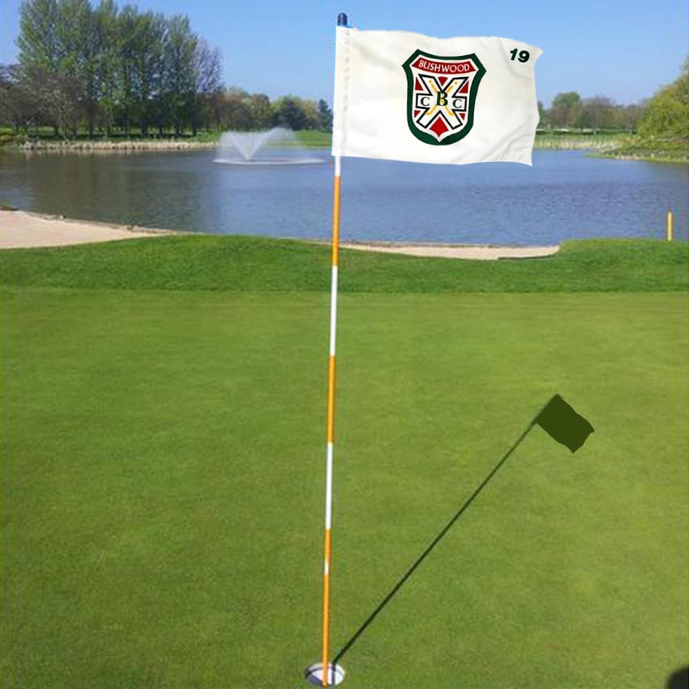 Golf Pin Flag, Bushwood Country Club, Green, 20"x13", Fade Resistant, Polyester/Nylon Blend, Golf Practice/ Course, Indoor/Outdoor