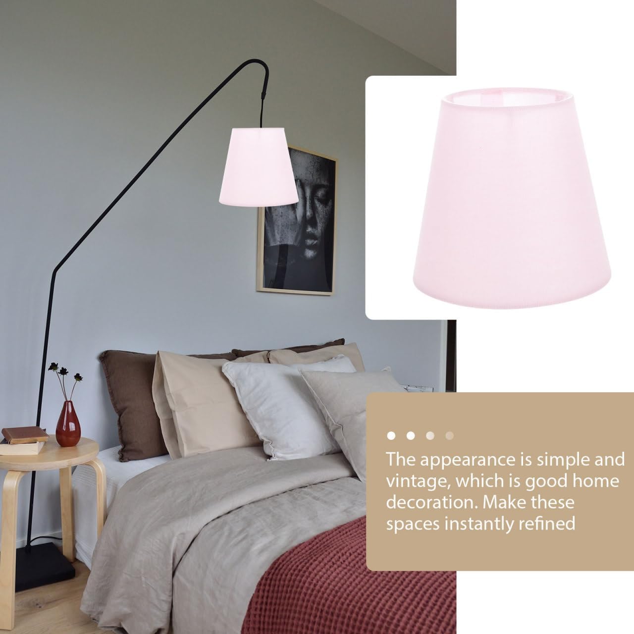 Hemobllo Macaron Lampshade Light Pink Fabric Lamp Shade 5.51X5.51X5.11 Inch Pendant Table Floor Lamp Cover Decorative Lighting Accessory for Bedroom Living Room Office