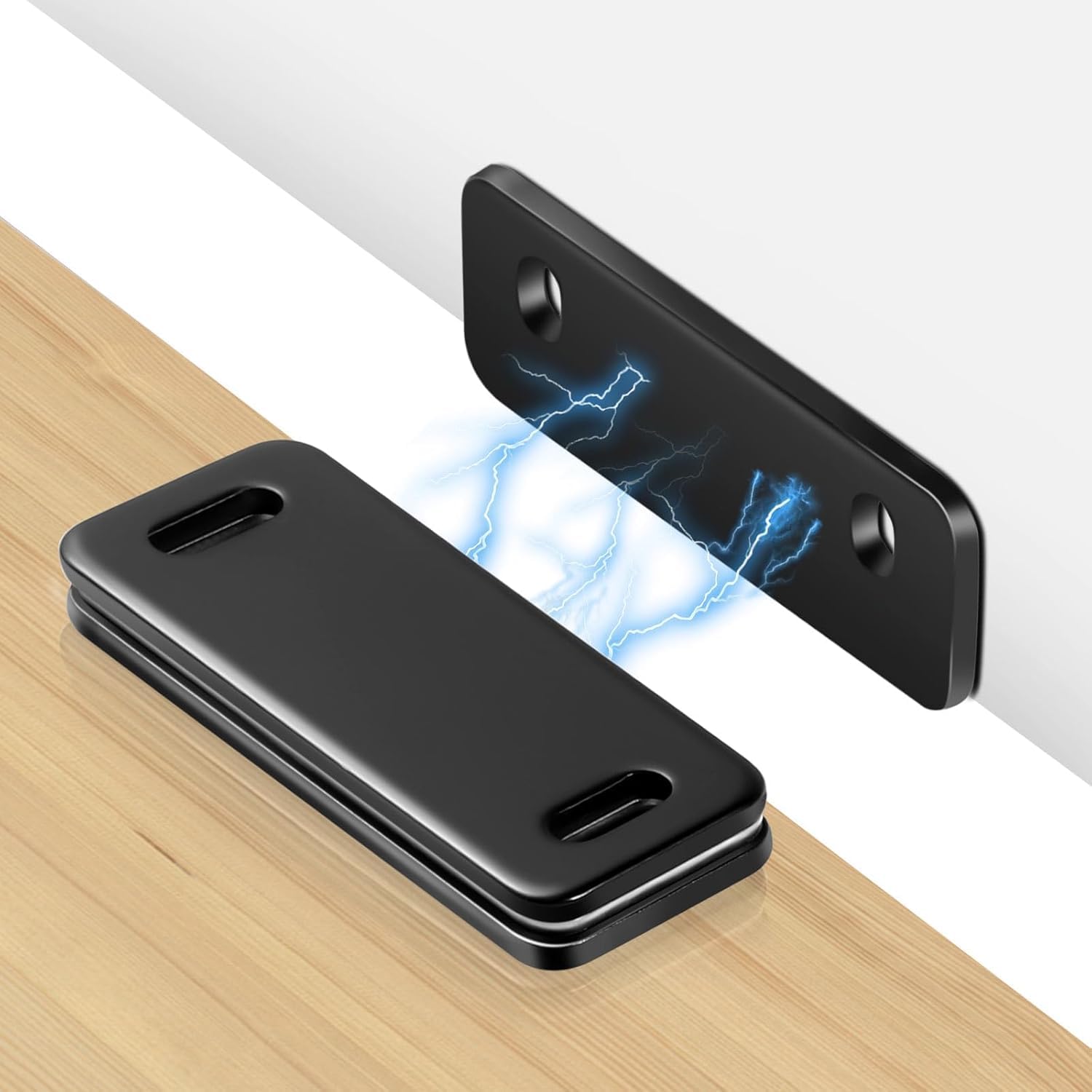 Cabinet Drawer Magnetic Door Catch, Cabinet Door Magnets & Drawer Magnet, Cabinet Magnetic Catch for Kitchen,Closet Door,Cupboard Wardrobe,Sliding Closure,No-Gap Design (Black 4PCS)