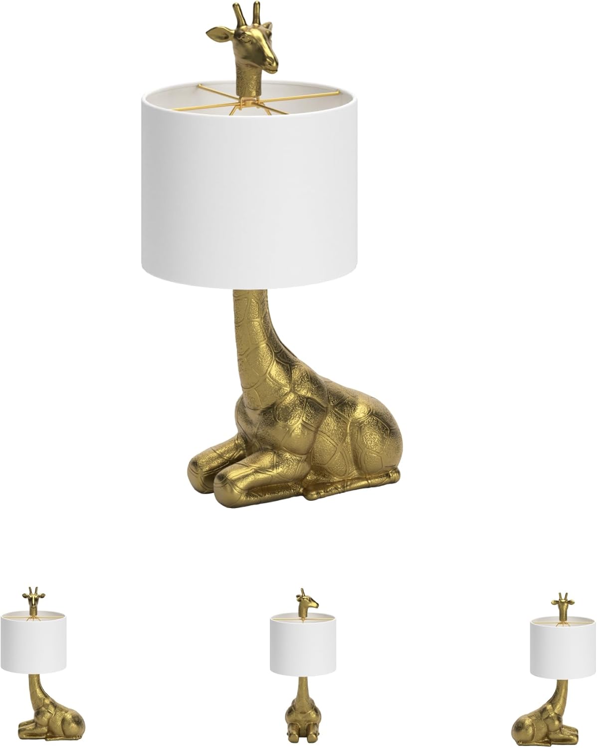 Signature Design by Ashley Ferrison Contemporary Polyresin Giraffe Table Lamp with On-Off Switch, Metallic & White