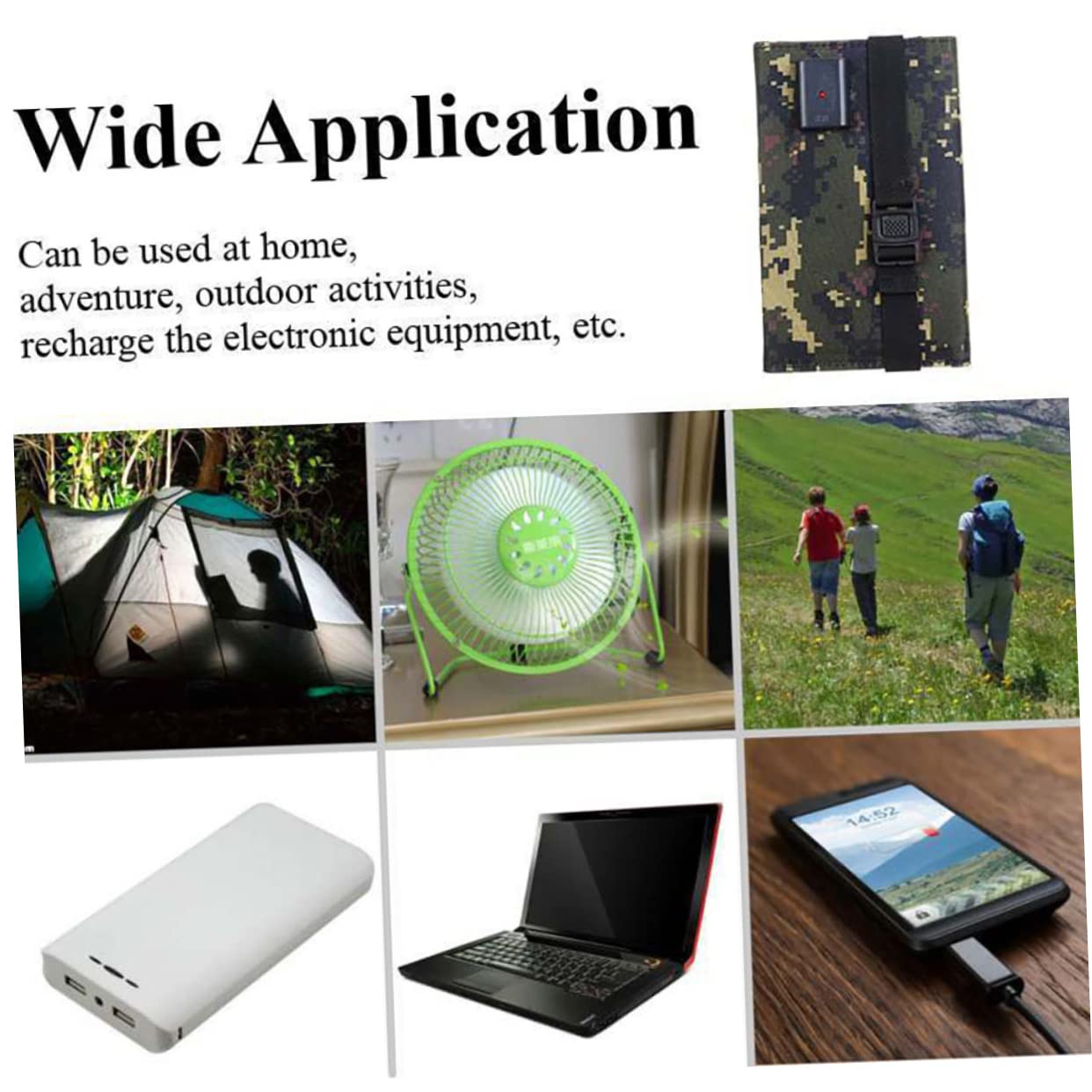EXCEART Cargador Solar Portátil Plegable USB para Móviles Tablet y Equipos de Emergencia Exterior Camping Senderismo
