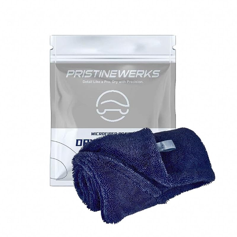 Toalha de Microfibra para Secagem Automotiva 1300 GSM Dupla Face com Bolsos para as Mãos Pristinewerks, Azul-escuro, Kit com 2