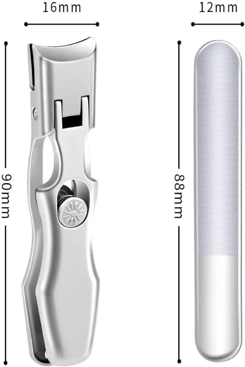 MightyClip Nail Clippers - German Nail Clippers for Men and Women, Stainless Steel Set with Catcher File (3pcs)