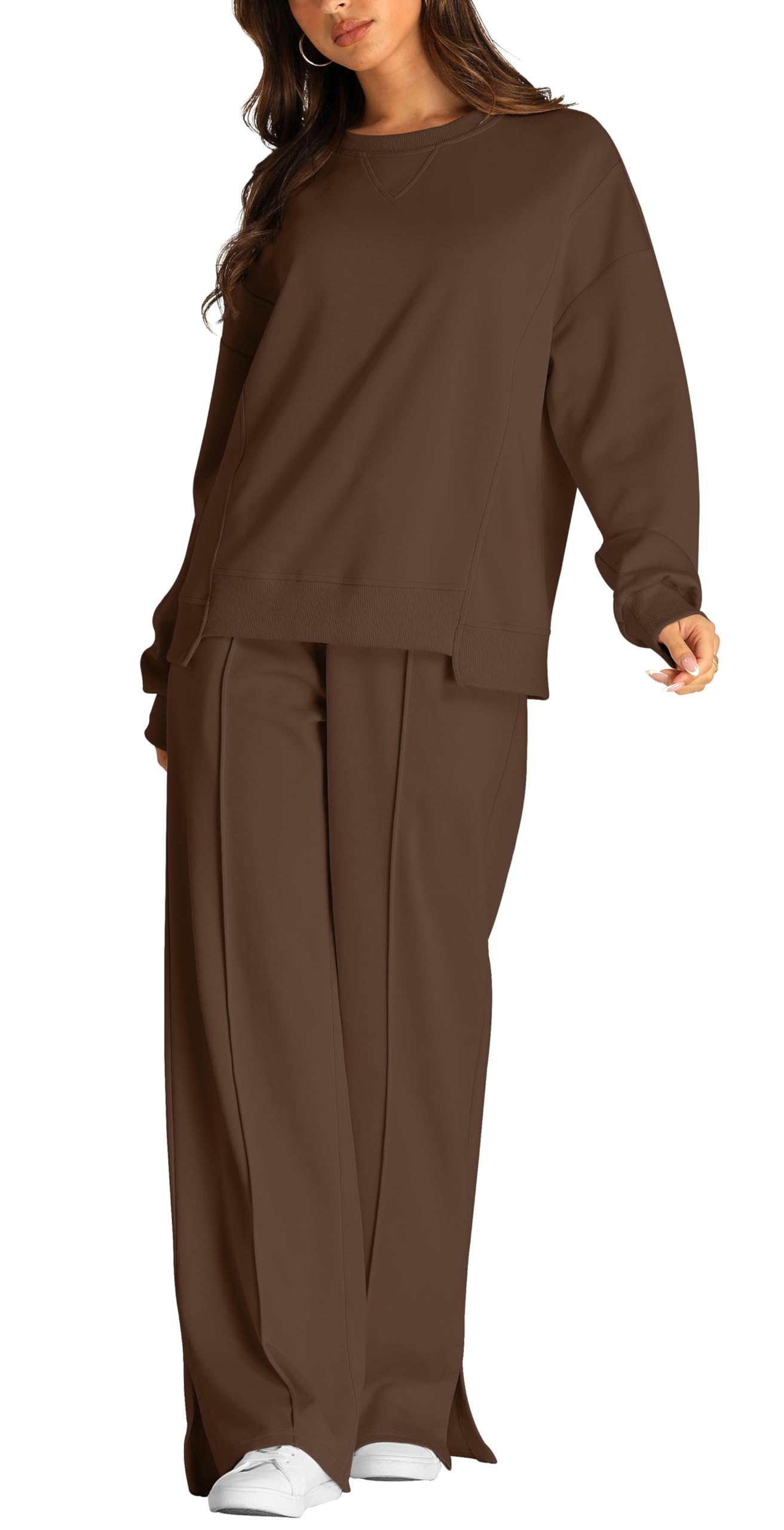 RUBZOOF Tuta da donna a 2 pezzi, a maniche lunghe, oversize, abbigliamento sportivo