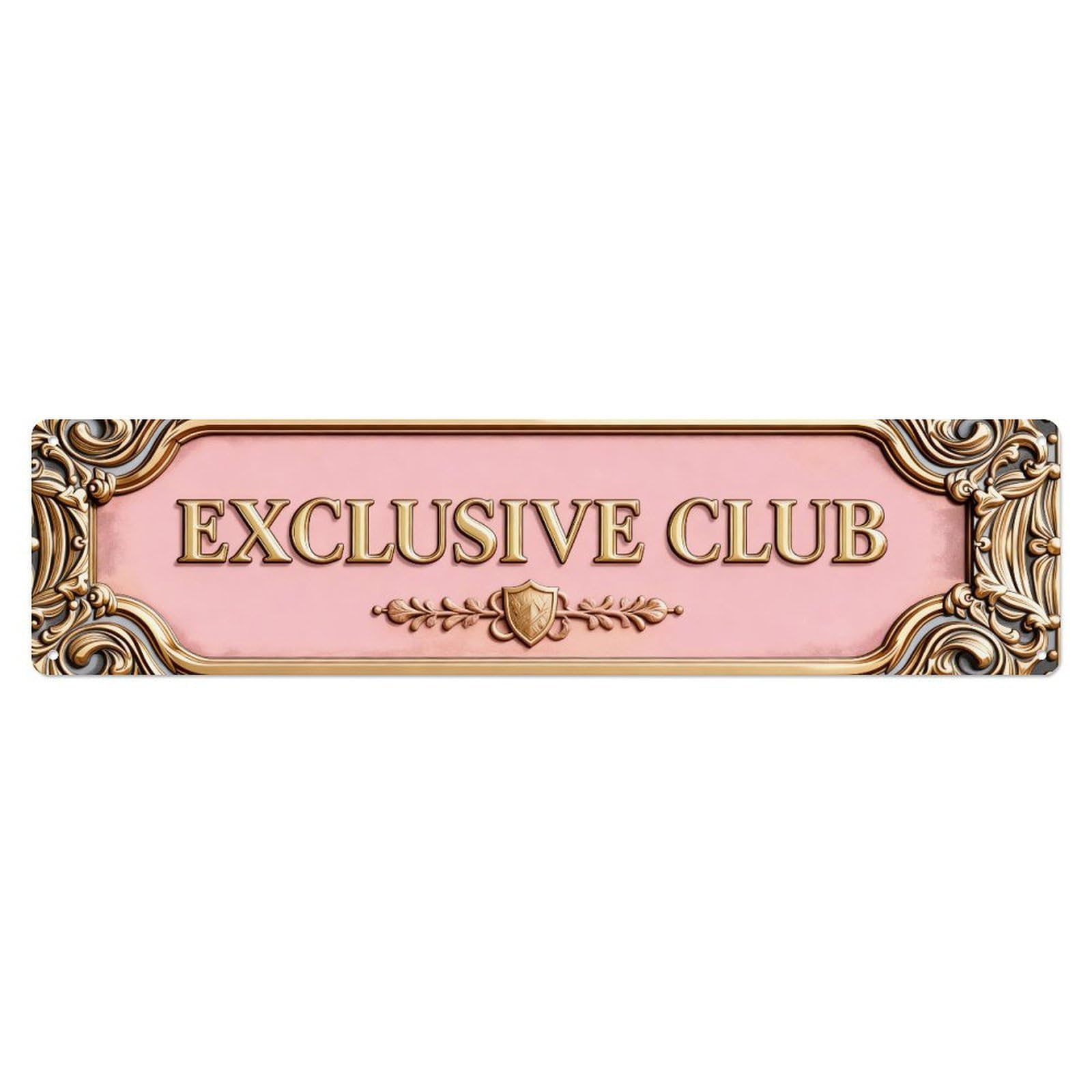 Ornate Pink Background Gold Text Tin Sign Vintage Metal Sign Home Bar Garden Indoor & Outdoor Wall Decor Retro Metal Poster 4x16 Inch
