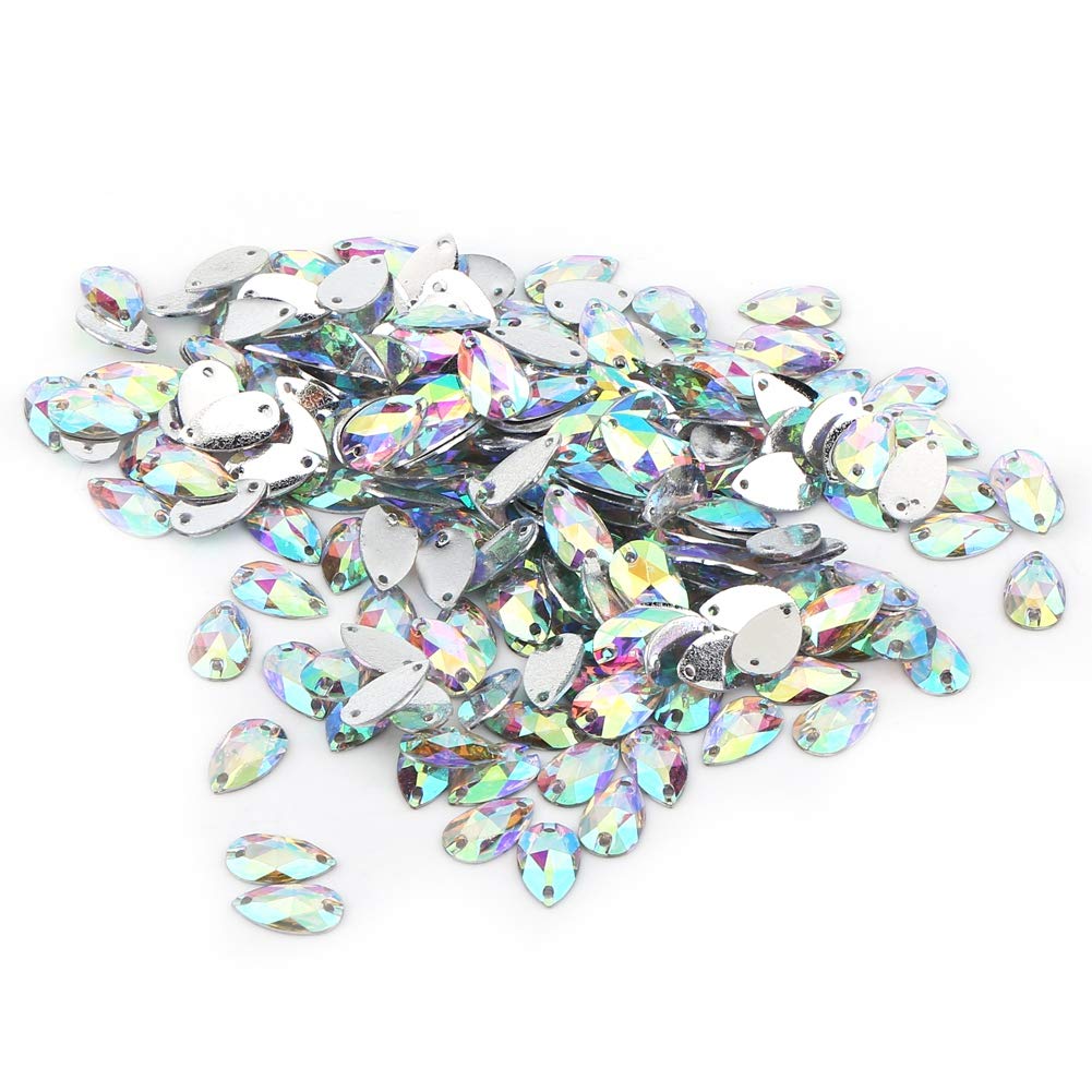 200 Pezzi Strass A Goccia Con Doppio Foro – Resina, Bianco/multicolore – Per Cucire Su Vestiti, Borse, Scarpe – Decorazioni Fai Da Te