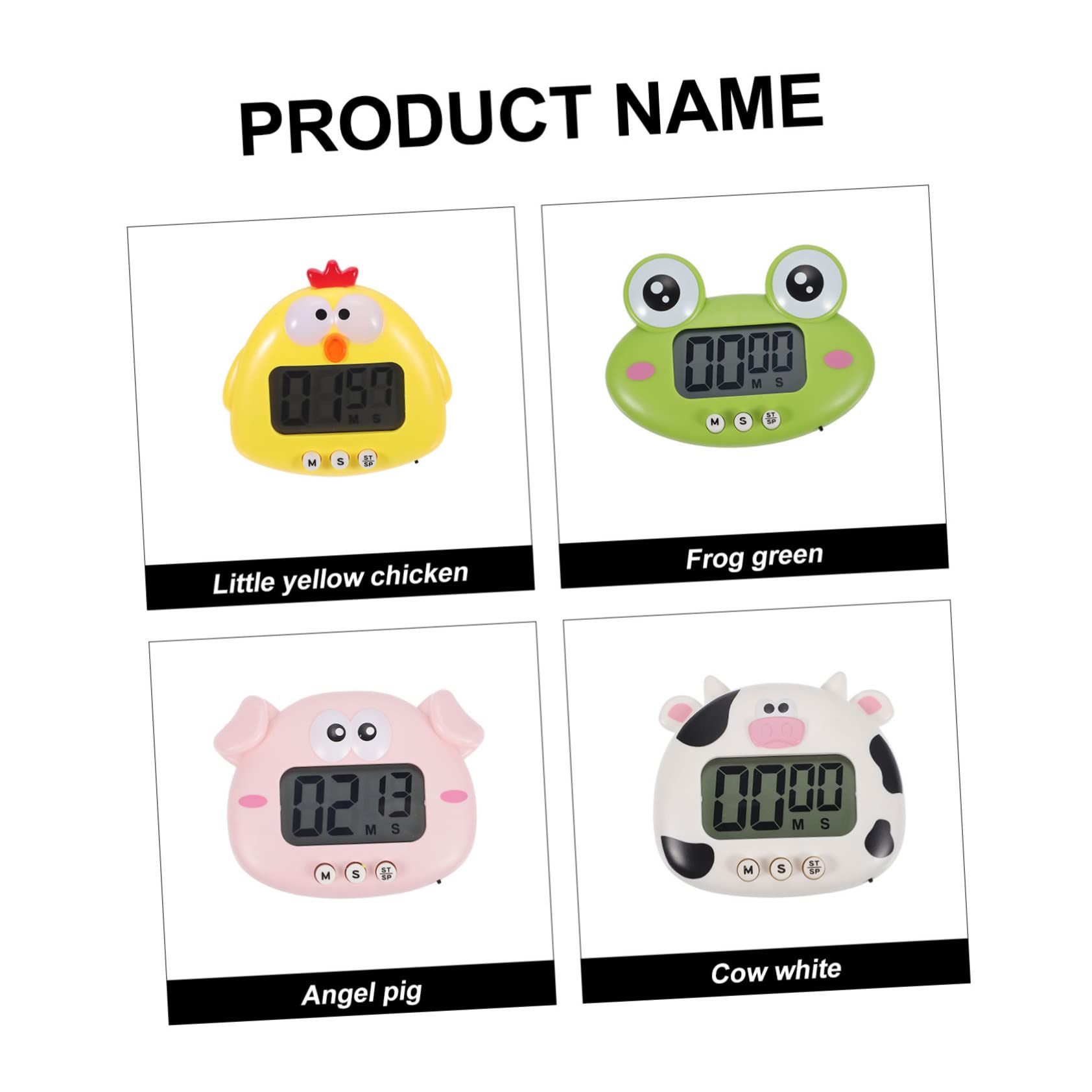 Minuteur Cuisine Numérique Adorable 4 Pièces en Plastique Léger avec Formes Animaux pour Cuisson et Apprentissage Facile à Transporter