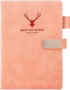 A5 Notebook, Notepad, Leather Notebooks 360Pages /180 Sheets for Writing, 80gsm College-Ruled Paper, Waterproof Cover, for Women Men Work Office School Writing Study,14.8 x 21.3cm Pink