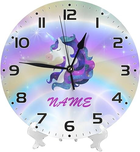 Vista 22 de Reloj de pared de dinosaurio con garra de galaxia personalizado para habitación de niños, reloj de pared personalizado con nombre de niño, regalo