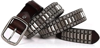 Belt,Genuine Leather Belt Men's punk style belt with metal studs