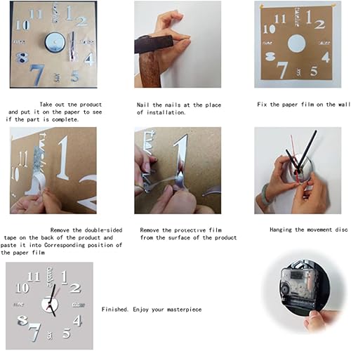 Miniatura 4 de Veemoon 2 unids reloj de pared 3D calcomanía reloj digital de pared reloj de pared reloj número relojes para decoración de sala de estar romano