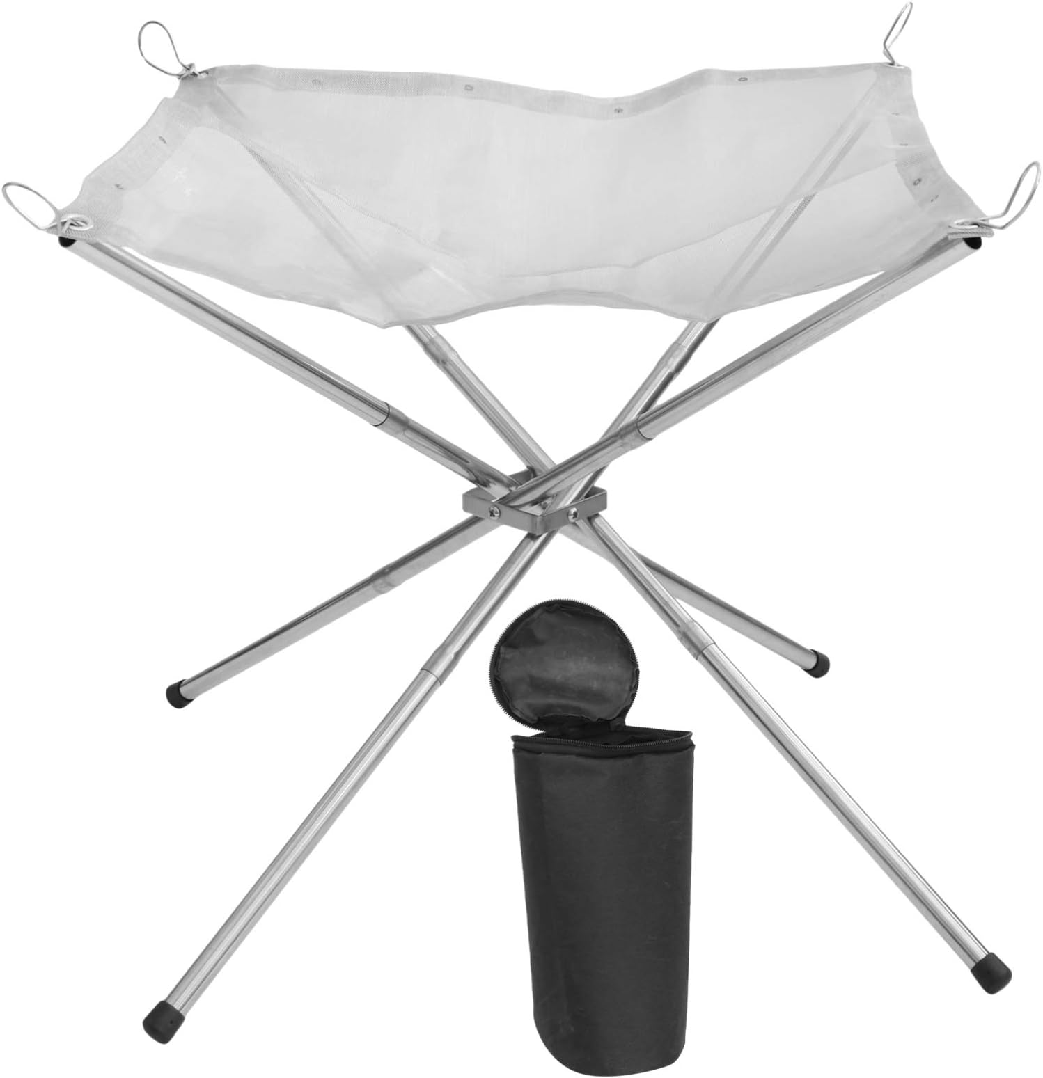 YARNOW 1 Set Portable Fire Pit Outdoor Camping Pits Foldable Wood Campfire Gas Burning Firepit Patio Fireplace Small Grill Bonfire Poker For BBQ Backyard Beach (Silver)