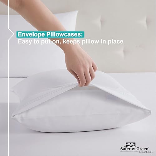 Miniatura 4 de Juego de sábanas de algodón sólido tamaño Queen, sábanas de lujo con fundas de almohada y bolsillo profundo de 16 pulgadas, extra suave, sin