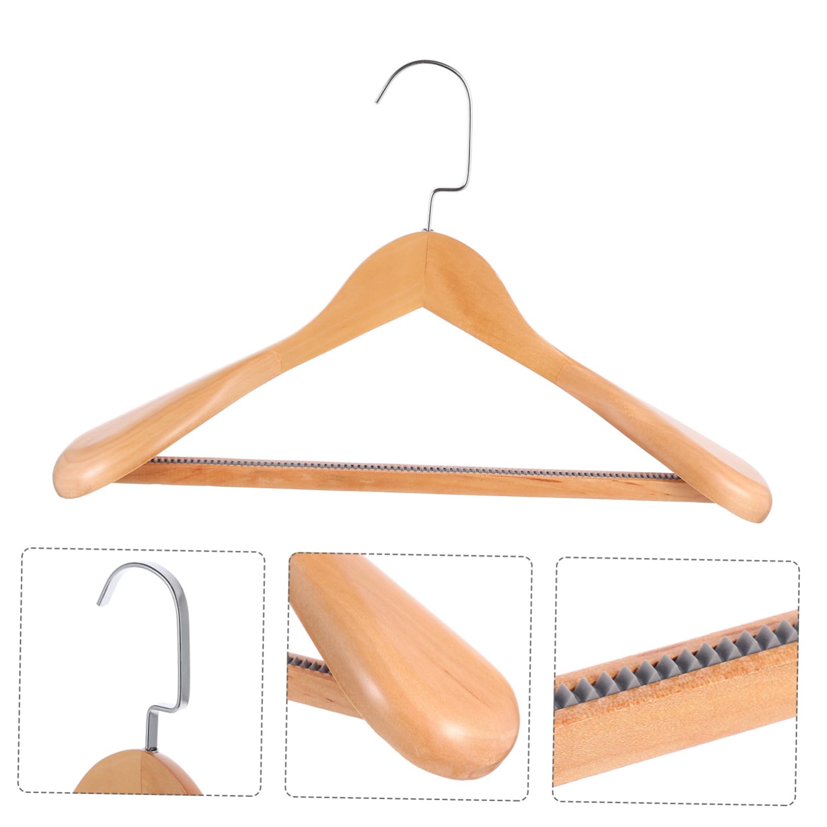 SOLUSTRE 4Pcs Solid Wood Coat Hangers for Clothes Extra Wide Design Smooth Polished Edges Sturdy Clothes Hangers for Adult Clothing for Wardrobe Organization