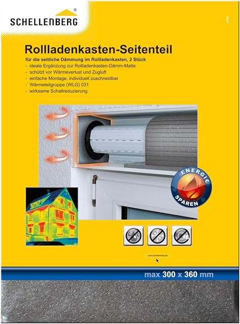 Schellenberg 66272 izolacja skrzynki rolety, 2 części boczne 30 x 36 cm / 15 mm, do izolacji na końcach fali