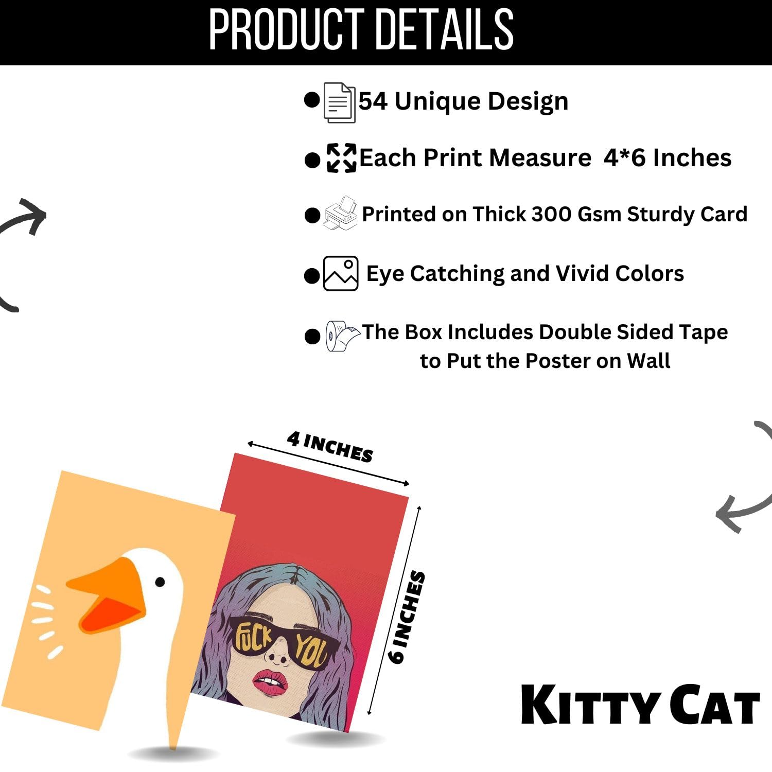 Kitty Cat Danish Pastel Aesthetic Wall Collage Kit || 54 Unique Poster Set + Free Tape, 4x6in Each, Posters: Dorm, Hostel Essential, Aesthetic Room Decor (Danish Pastel)