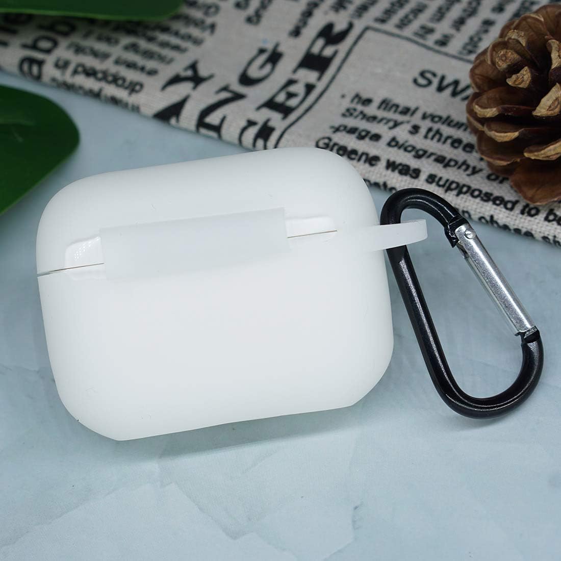 BUENNUS for AirPods Pro Case, Luminous Silicone Protective Skin Wireless Charging Case Cover for AirPod Pro Full Protection Case Glow in The Dark (White)