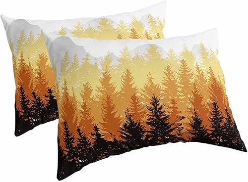 Fundas de almohada de tamaño estándar de árbol de otoño naranja, 2 paquetes de fundas de almohada suaves decorativas para sofá de cuerpo largo