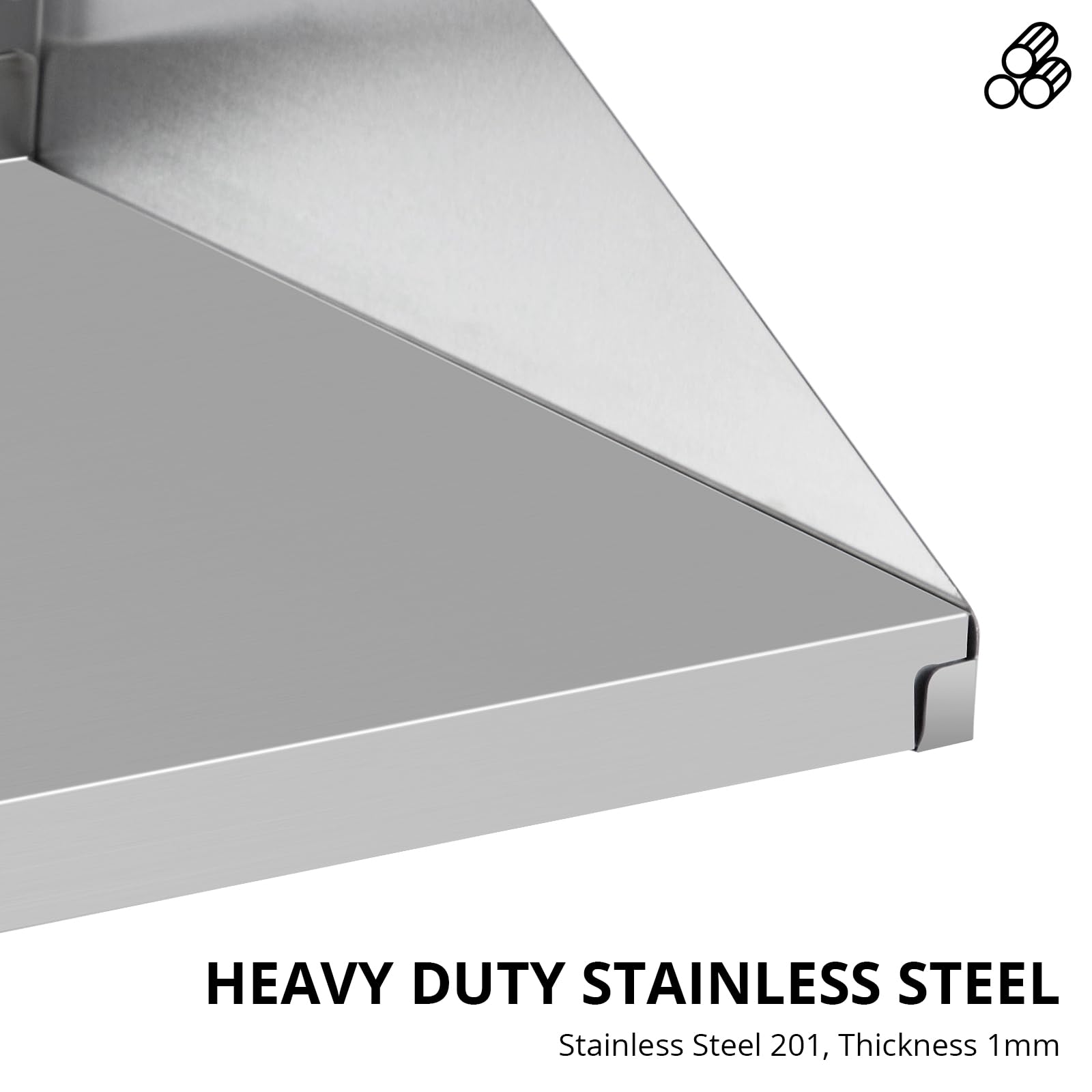 GarveeTech Étagère INOX Commerciale Murale 185-200 LB Supports Soudés