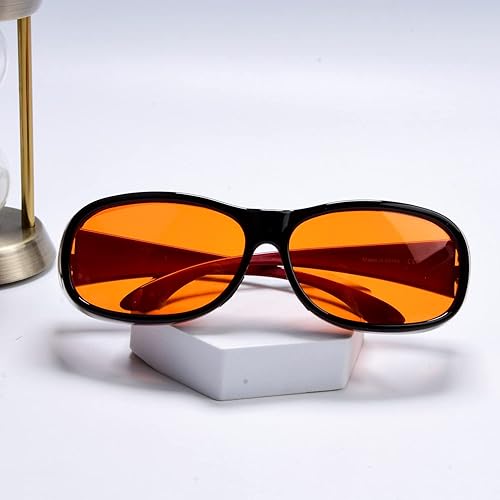 Miniatura 7 de BLUELESS Fitover - Lentes de computadora con bloqueo de luz azul y lentes de dormir teñidos de naranja, negro y rojo