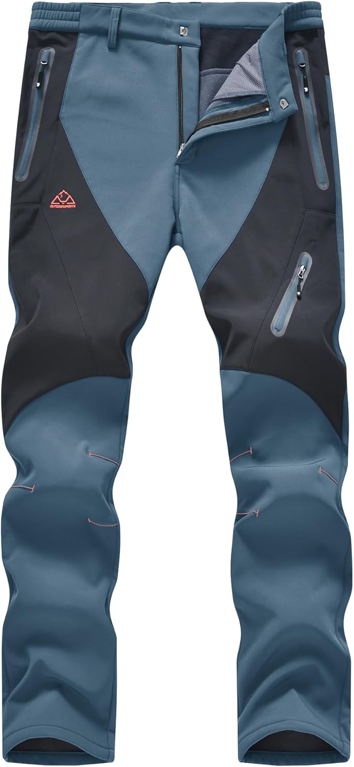 YSENTO Men's Fleece Lined Ski Snow Pants Winter Waterproof Softshell Insulated Hiking Cargo Pants