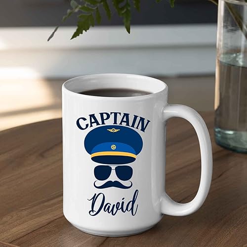 Miniatura 6 de Taza de café personalizada con nombre Taza de té con sombrero de capitán Impresionante taza de cerámica Regalos de capitán personalizados