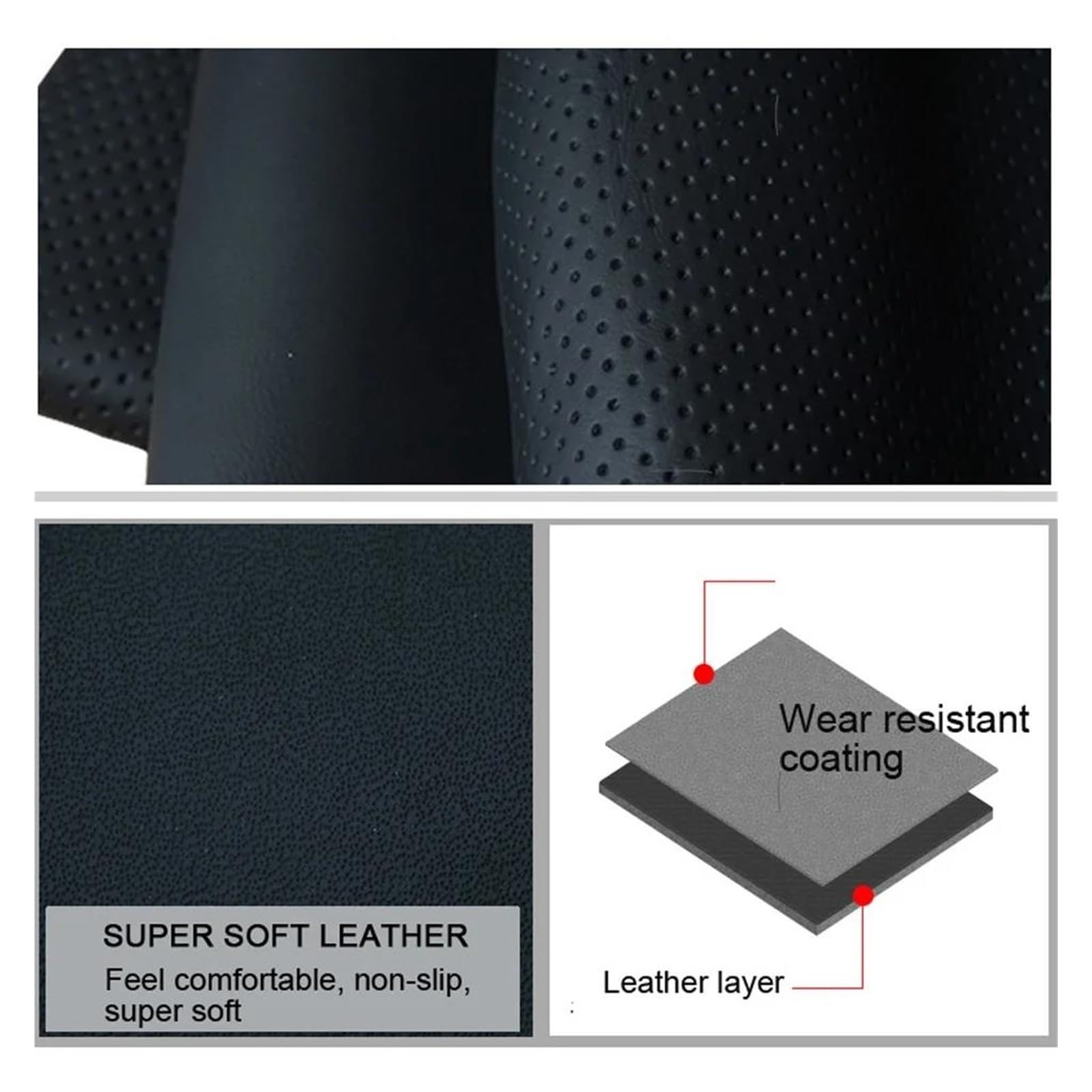 Lenkradabdeckung Auto Lenkrad Abdeckung Flechten Künstliche Leder Für Golf Für Tiguan Für Passat Für B7 Für CC Für Touran Lenkrad Bezug Auto(Black)
