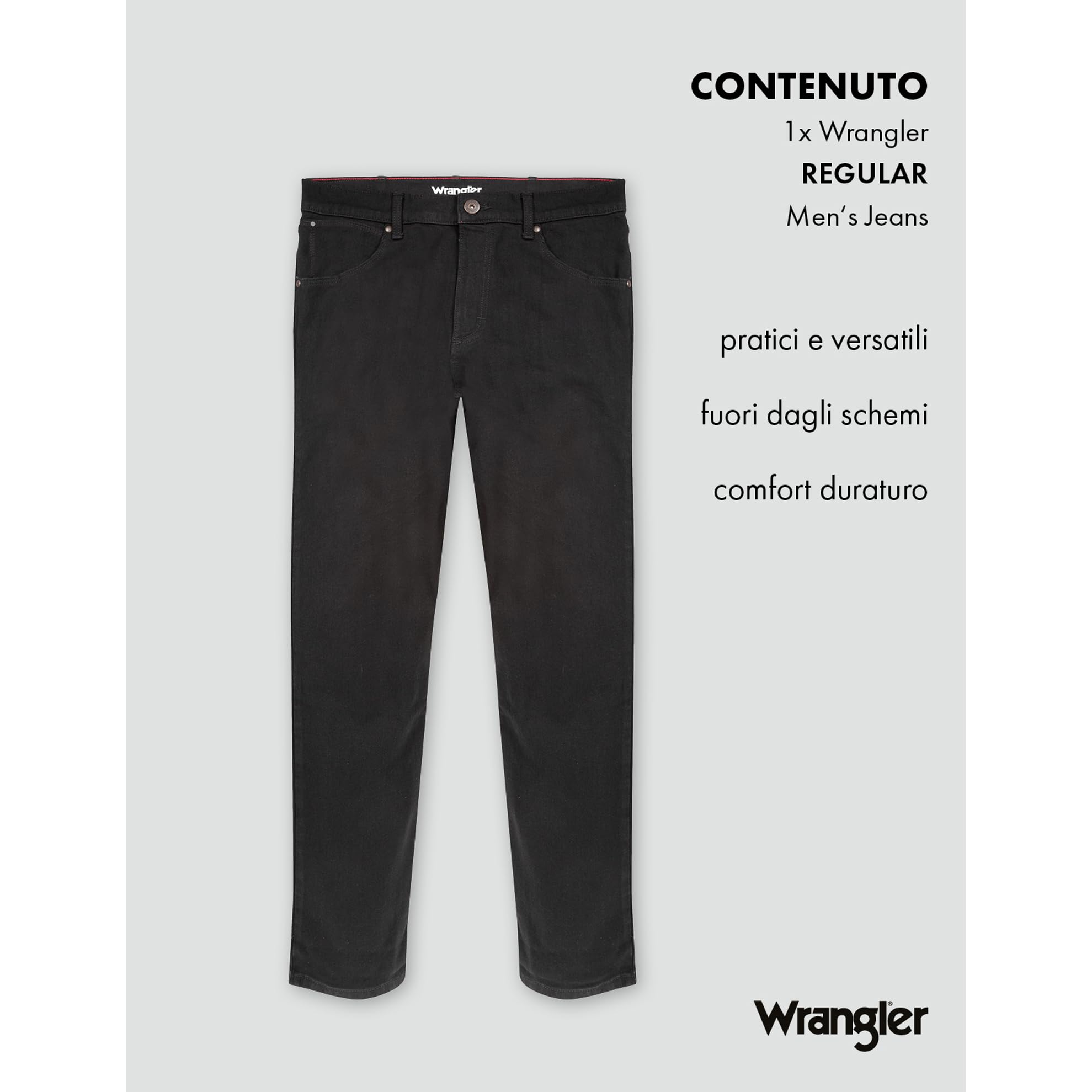 Wrangler Red Kabel Regular, Jeans Uomo