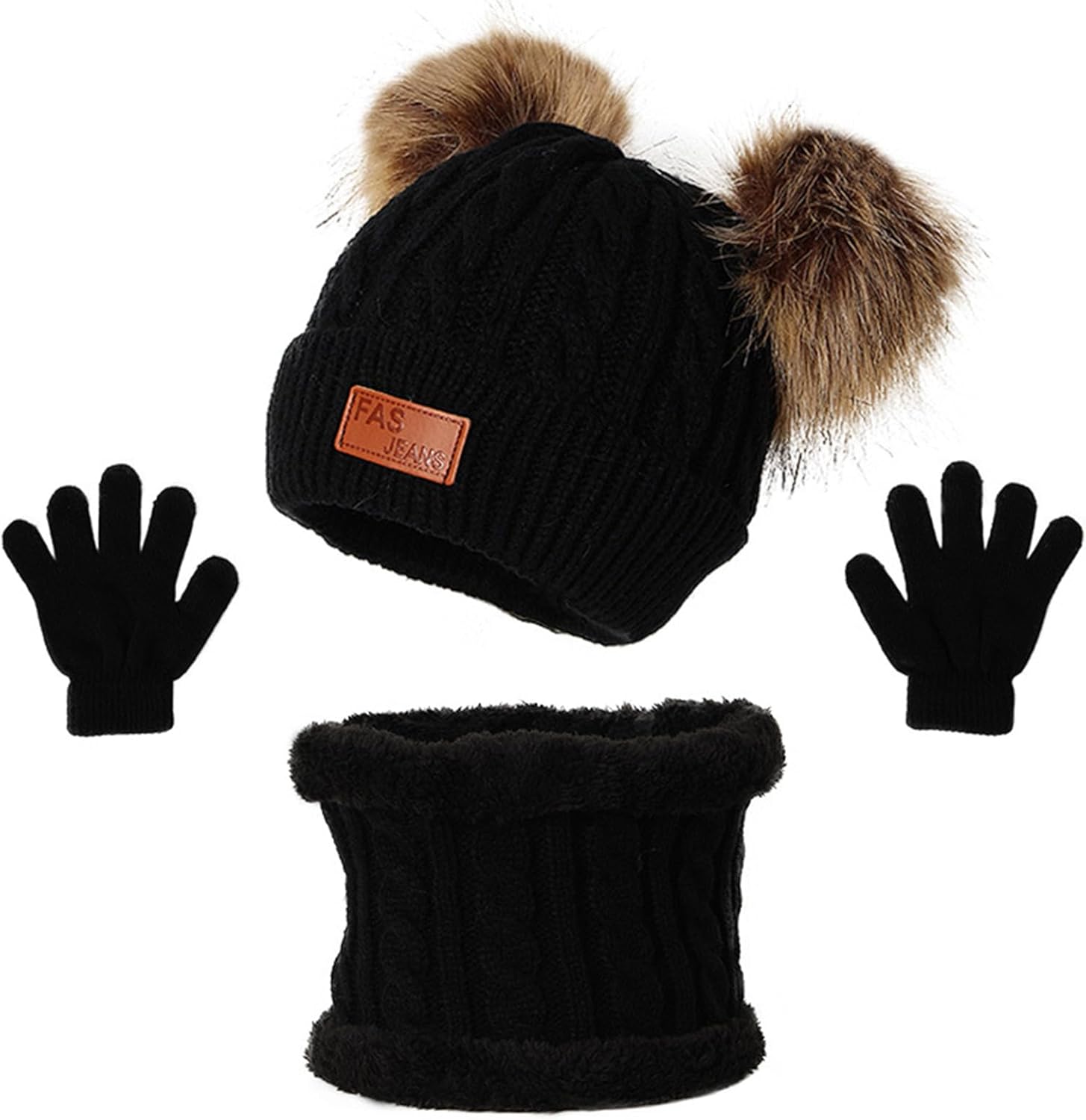 3 En 1 Ensemble Bonnet Echarpe Gant Enfant Fille, 3-8 Ans Bonnet Echarpe Gant Enfant (Rose