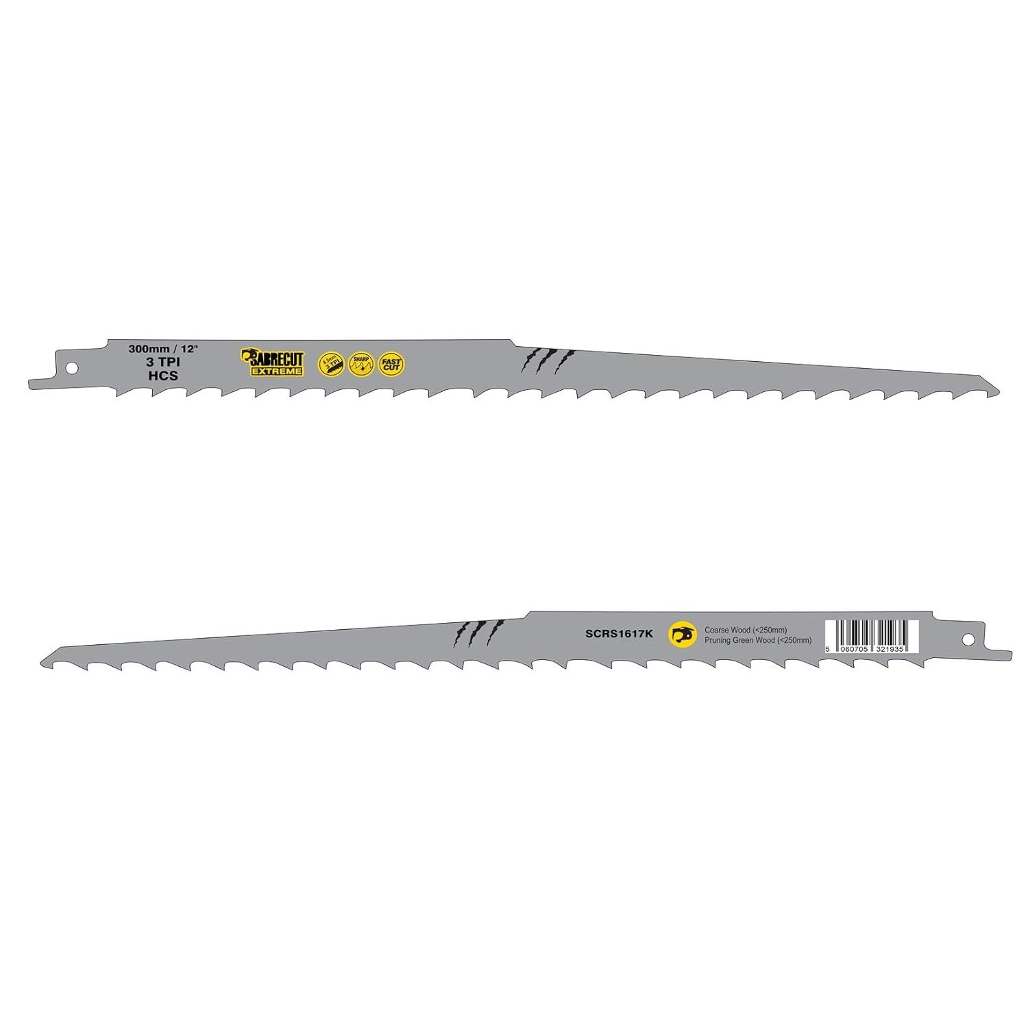 10 x SabreCut SCRS1617K_10 300mm 3 TPI S1617K Very Fast Wood Cutting Reciprocating Sabre Saw Blades Compatible with Bosch Dewalt Makita and Many Others