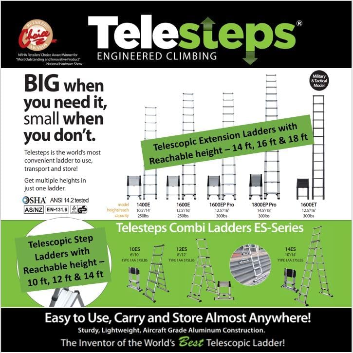 Telesteps Engineered Climbing slogan with various ladder types