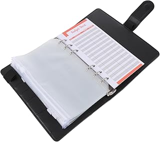 TEHAUX 1Pc Livro De Orçamento De Dinheiro Capa De Fichário Recarregável Com Zíper Fichário De Couro Pu Pasta De Folhas Soltas Planejador De Orçamento Semanal Fichário Flexível Orçamento