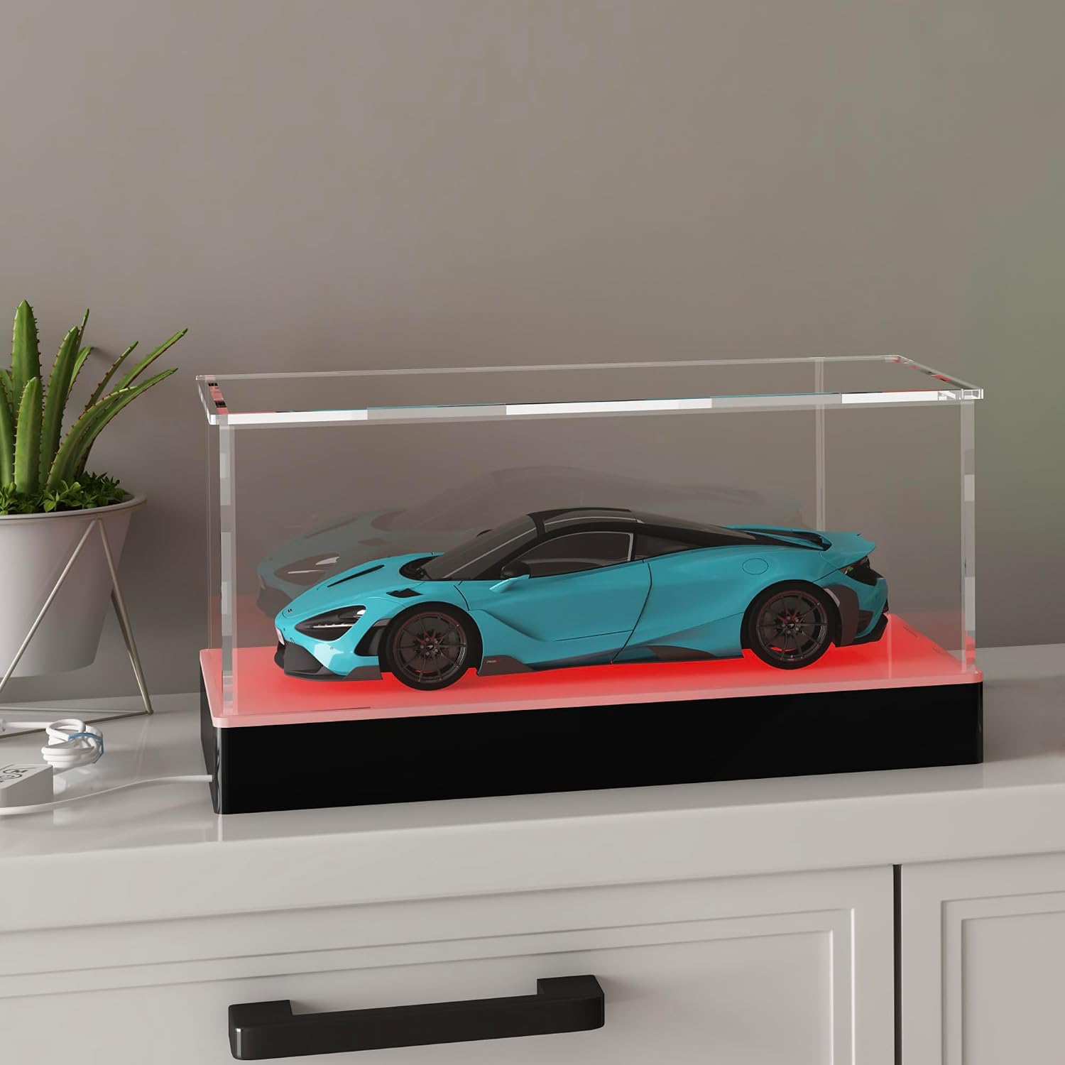 Clear Acrylic Display Case with RGB Lights for Books and Medals, Lighted Up Acrylic Box for Displaying Coins, Cards and Badges, 12’’(L) x12’’(W) x4’’(H’’) image 2