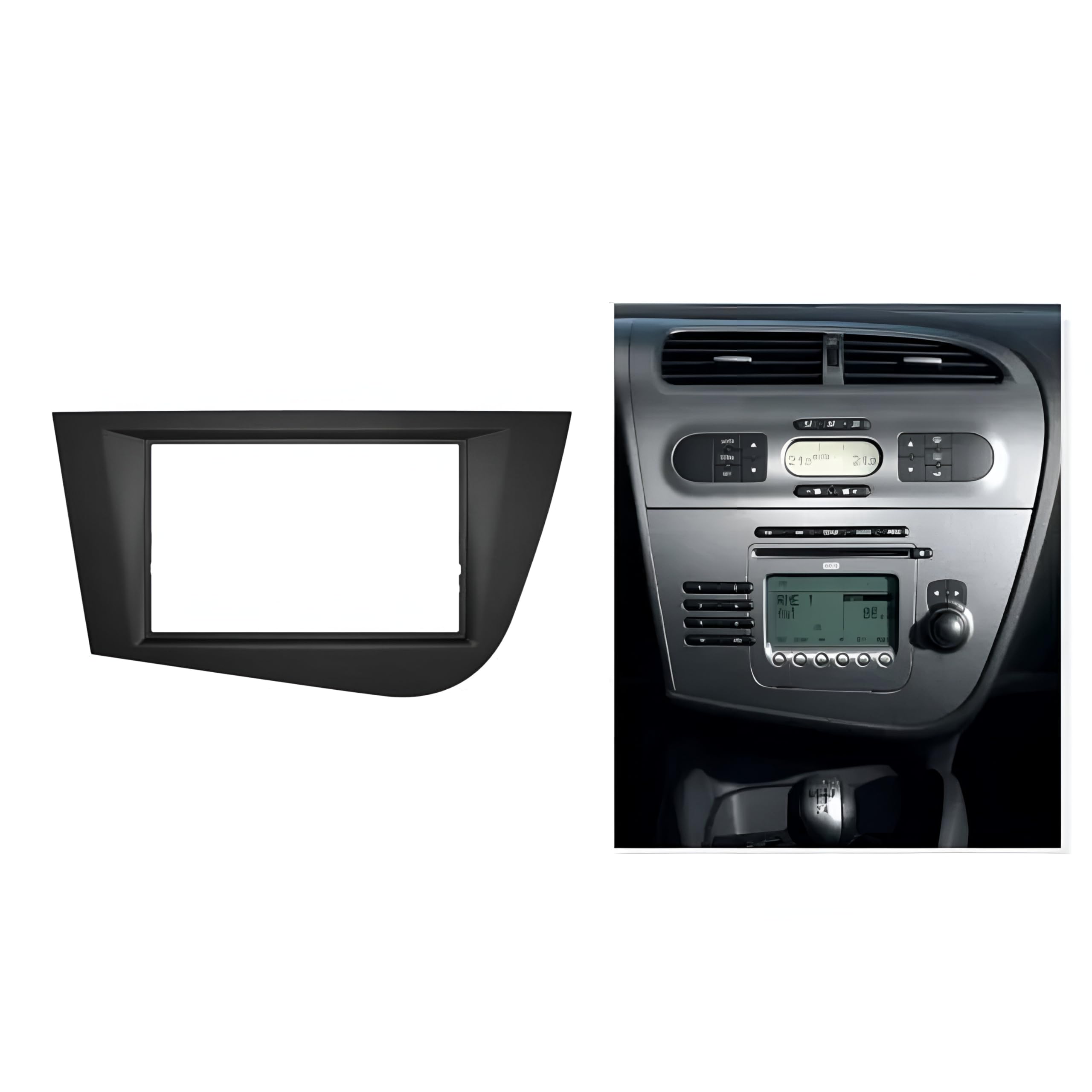 sound-way Kit Montaje Autoradio, Marco 1 DIN / 2 DIN Radio para Coche, Adaptador Compatible con Seat Leon II (Typ 1P) 2005-2012