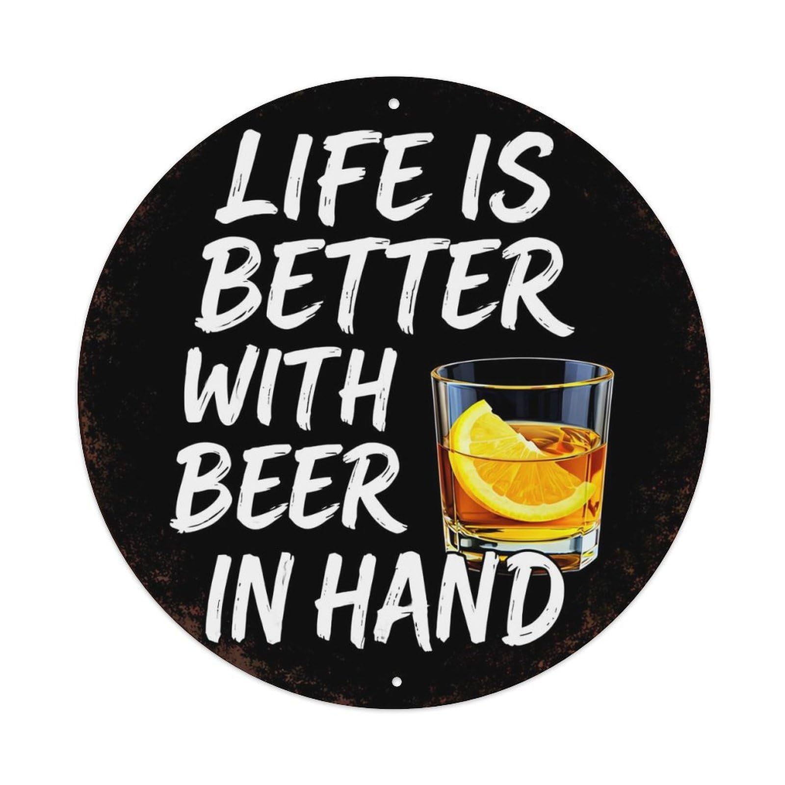 Life Is Better With Beer Tin Sign Metal Poster Vintage Metal Signs for Home Man Cave Bar Cafe Kitchen laundry room Wall Decorations 8x8 inches