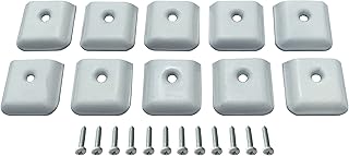 A.A 10 Pack RV Camper Trailer Aluminum White Extrusion Flat End Cap for Vinyl Trim Molding 7/8" with Screws (White)