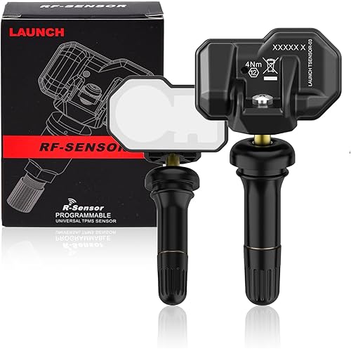 Launch TPMS Sensor, 2 in 1 Dual Frequency 315Mhz & 433Mhz Universal Programmable OEM TPMS RF-Sensor, Fit for Tire Pressure Monitoring System, Unlimited Programmability Press in 1 Sensor, Rubber