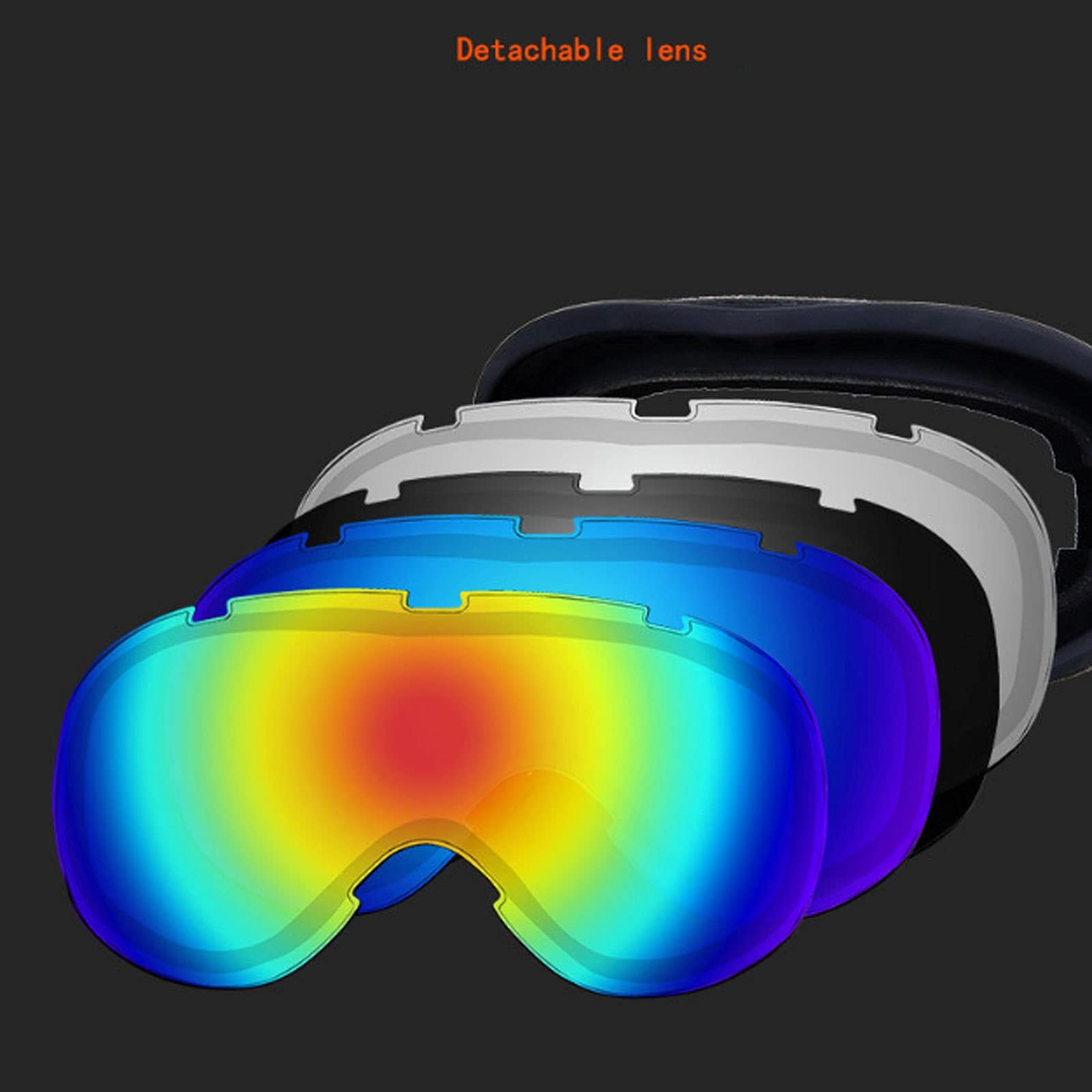 DieffematicHXJ Masque Ski Snowboard Lunettes de Ski, équipe de Ski, Interchangeable Lens, Lunettes de Neige Premium, Protection des Yeux, 1 Pc (Color : Grijs)
