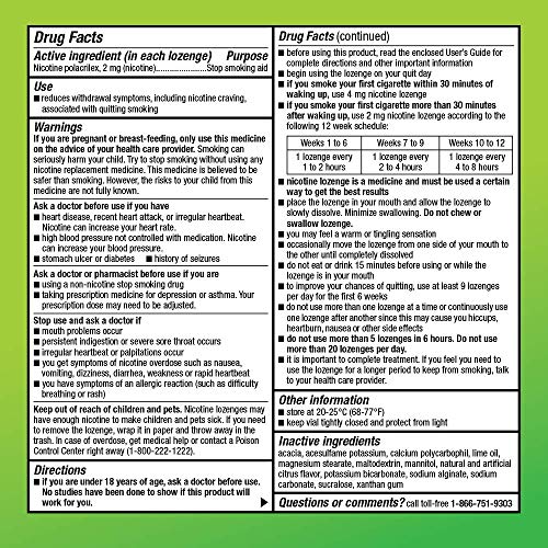 Image of Amazon Basic Care Mini Nicotine Polacrilex Lozenge, 2 mg, Citrus Flavor, Stop Smoking Aid, Smoking Cessation, Reduces Withdrawal Symptoms and Nicotine Cravings, 81 Count (Pack of 12)