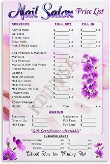 Nail Salon Price List Poster – Canvas Wall Art Print for Beauty Salon, Spa, Bedroom, and Living Room Decor (Unframed, 08x12inch(20×30cm))