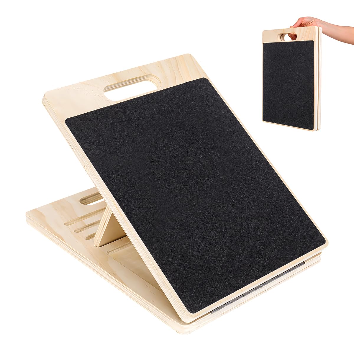 Planche Inclinée Professionnelle en Bois,40x30x4cm Réglable Slant Board | Portable Planche d'équilibre et étirement du Mollet, pour la Maison, le Gymnase et l'extérieur