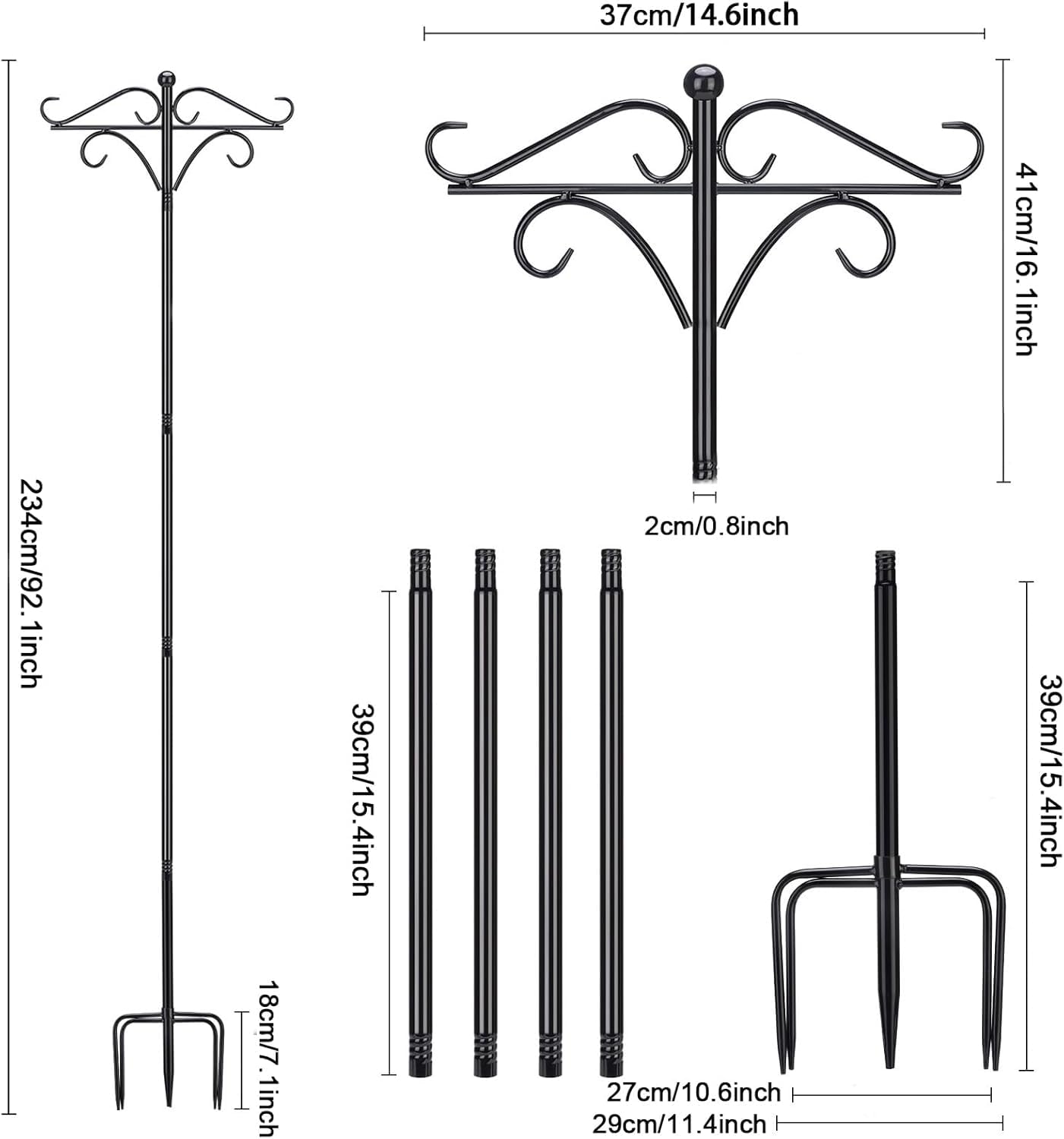 Ganci da pastore per giardino 2 pezzi 233 cm