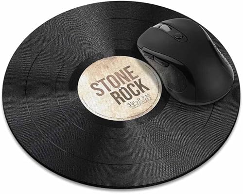 Alfombrilla de mouse redonda antideslizante, disco de vinilo vintage WIRESTER blanco y marrón para el hogar, la oficina y el escritorio de juegos