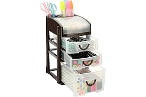 Sleek Brown Plastic Drawers for Enhanced Desktop Organization