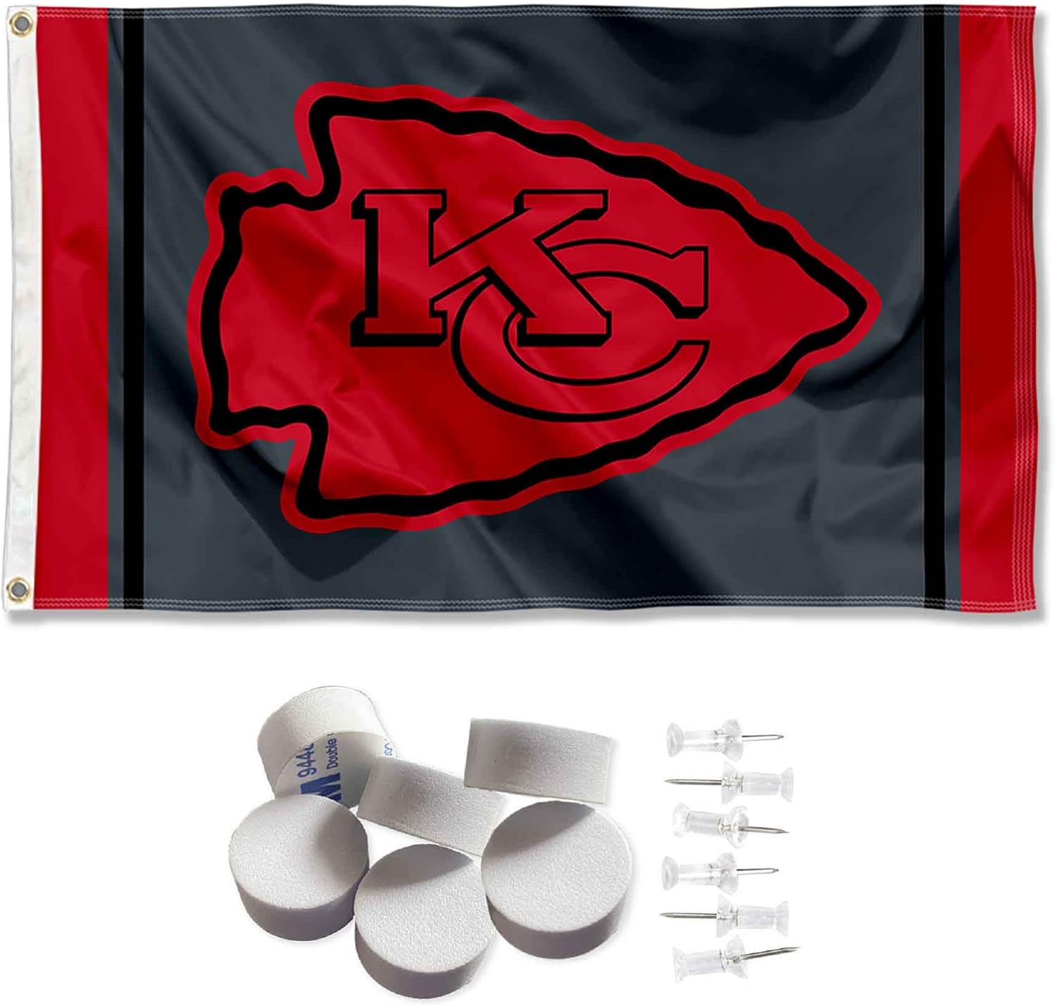 Kansas City Chiefs Black Sideline Banner and Tapestry Wall Tack Pads