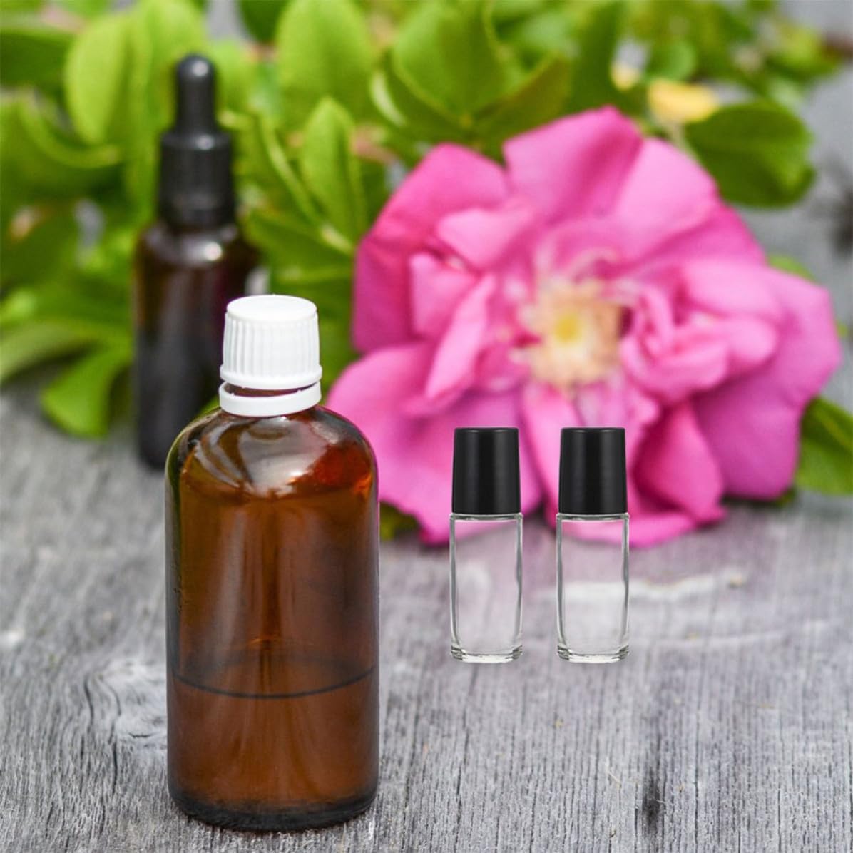 10pcs 30ml Glass Roll-on Bottles with Black Lid, Refillable Empty Essential Oil Roller Bottles for Massage Oil and Fragrance, Small Roller Vials for Travel and Cosmetic Use