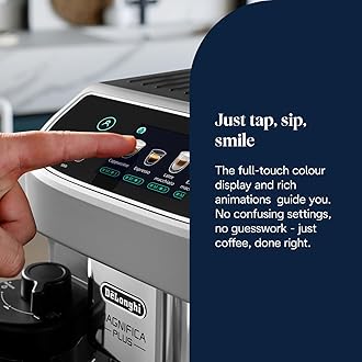 De'Longhi ECAM322.70.SB Magnifica Plus Automatic Coffee Machine with LatteCrema Hot, Bean to Cup Espresso Machine with 18 One-Touch Recipes, Full-Touch Control Panel, 1450W, Silver/Black