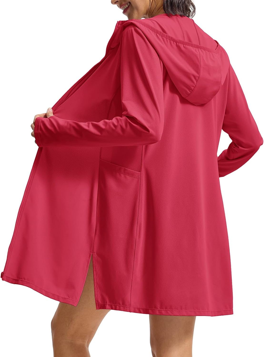 Rdruko Women's Swimsuit Cover Ups, UPF50+ Long Sleeve Beach Vacation Bathing Suit SPF Zip Hooded Shirts Lightweight Quick Dry - Image 2